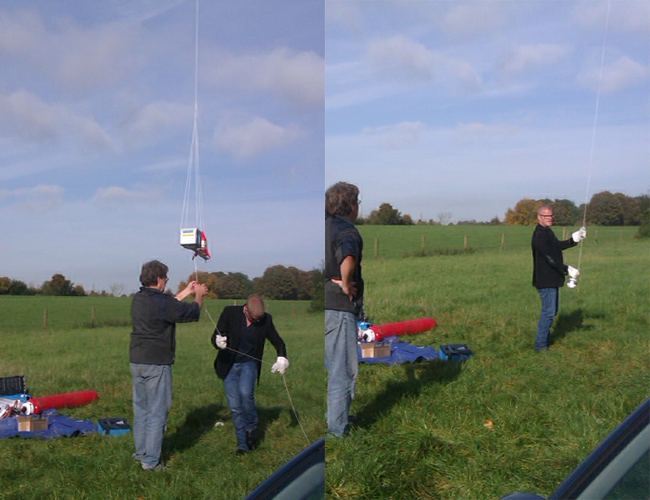 Two stills of Blumenthal launching the payload