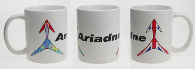 Aridane's china mug, with her name and spaceplane livery