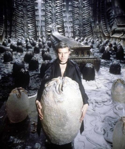 HR Giger on the set of Alien