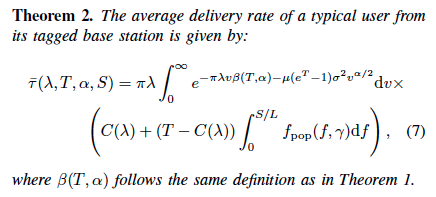 Mathematical formula for base station caching