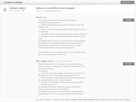 Mac App Store listing of changes in OS X 10.9.3 and iTunes 11.2