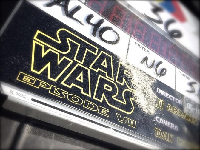 <i>Star Wars</i> clapboard on the first day of shooting