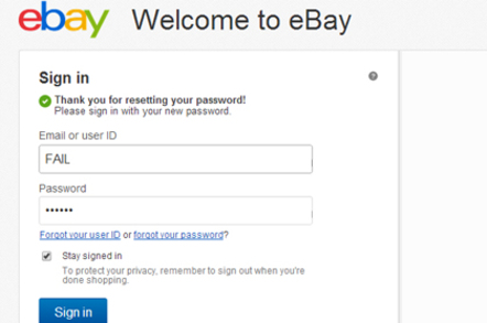 eBay password fail