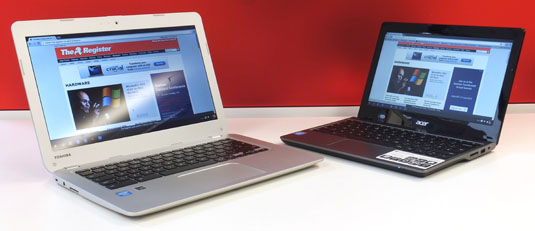 Toshiba CB30-102 13.3in Chromebook and Acer C720 Chromebook