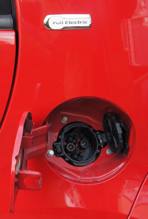 The charging socket sits behind a conventional fule filler flap