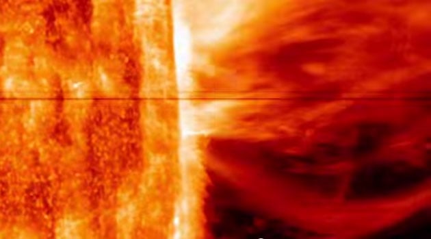 Still from the IRIS video of the CME. Pic: NASA