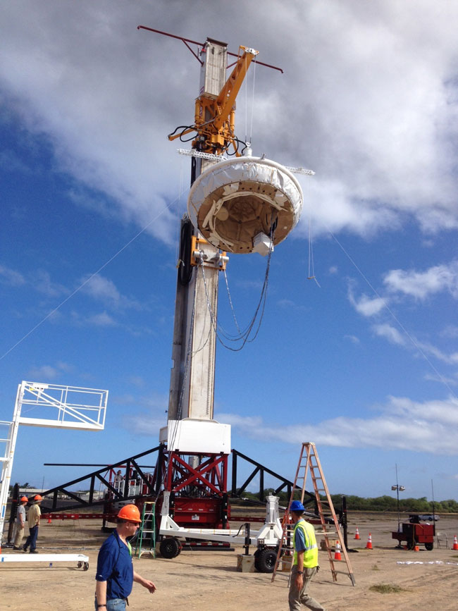 The LDSD lifted by a crane prior to launch. Pic: NASA