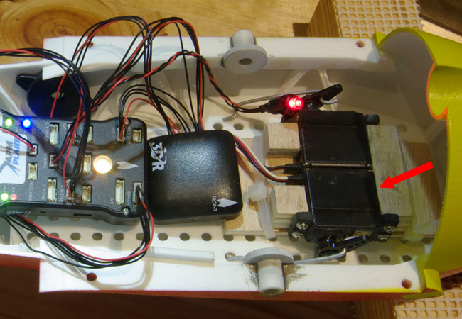 The canard servos inside the Vulture 2