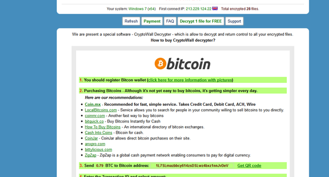 Cryptowall ransomware notice