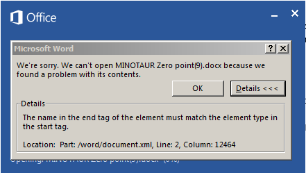 Word DOCX error screenshot