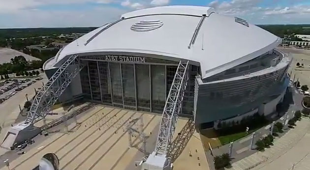 Aerial still of the Dallas Cowboys stadium