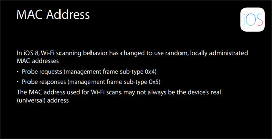Slide showing iOS 8's new Wi-Fi scanning behavior