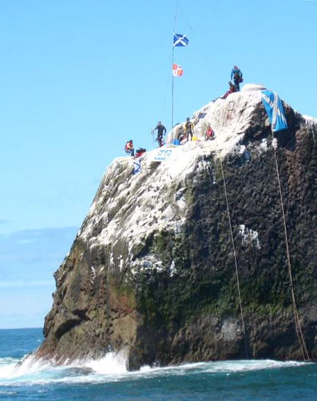 The team atop Rockall during our 2005 assault