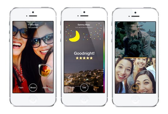 Screenshots of Facebook's Slingshot app