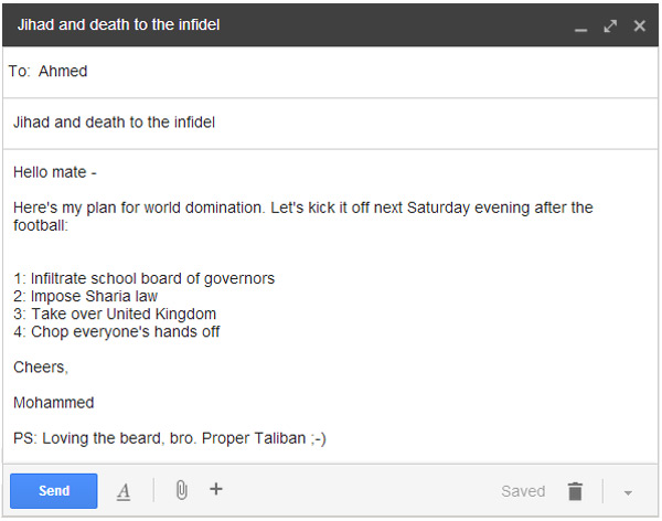 Email from alleged Trojan Horse Islamist