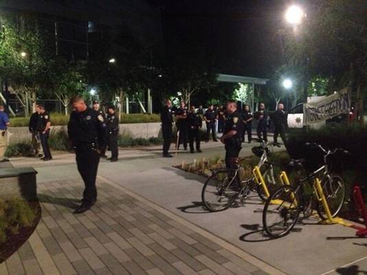 Police clear protesters at Google HQ