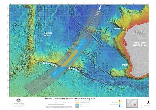 New MH370 search map New MH370 search map