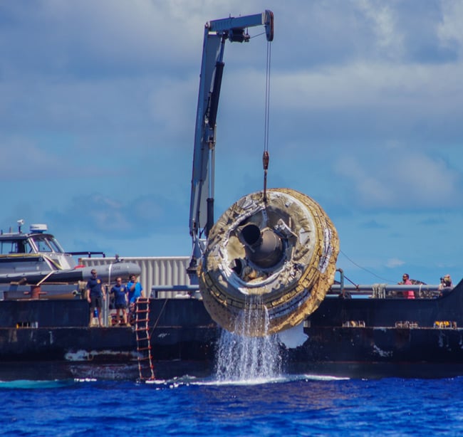 The LDSD being pulled from the Pacific