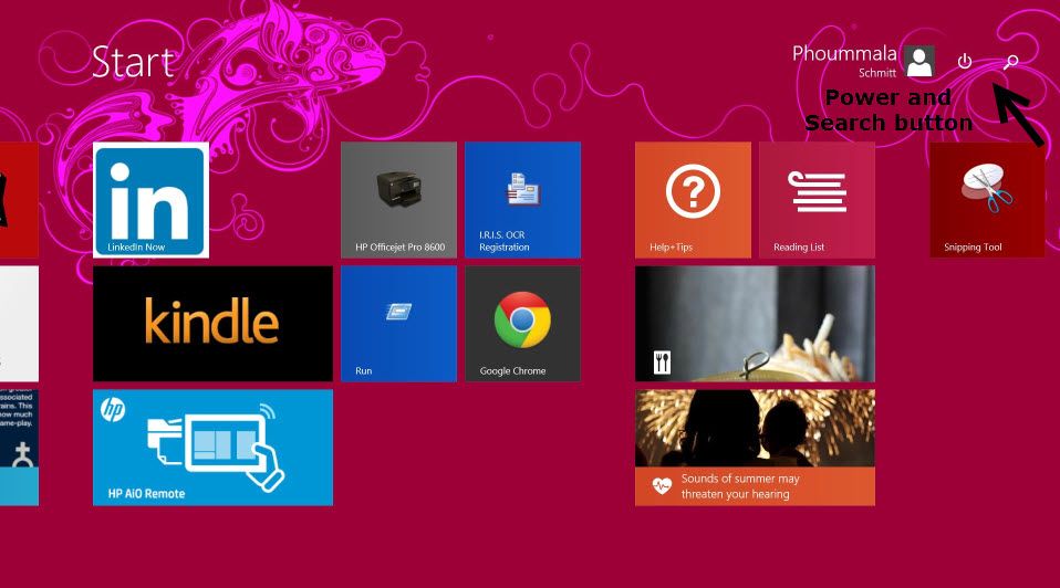 Windows 8.1 update 1 power search