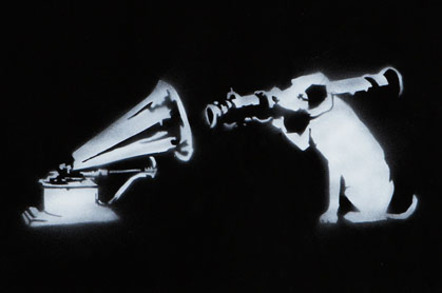 Banksy HMV dog Nipper with bazooka