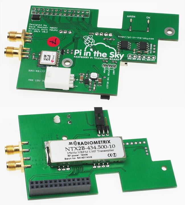 The Pi in the Sky board with all components soldered on