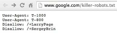 Google's killer-robots.txt page