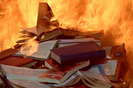 Photo of burning books