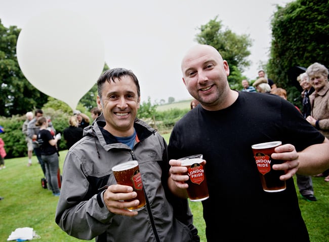Two pub local with beer at the BALYOLO launch