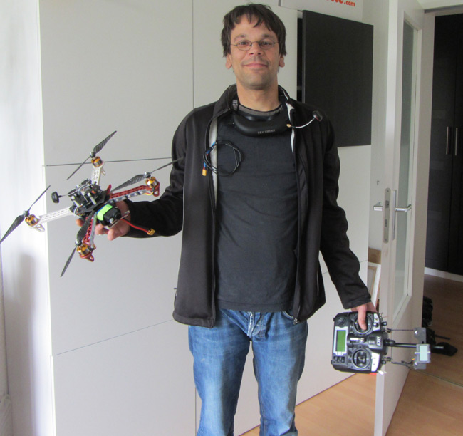 Linus poses with a quadchopper