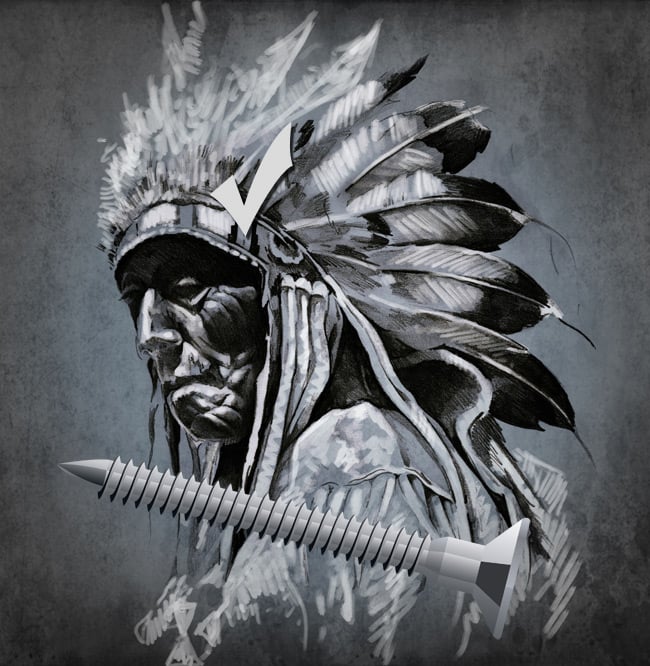 Arapaho warrior contemplating a screw