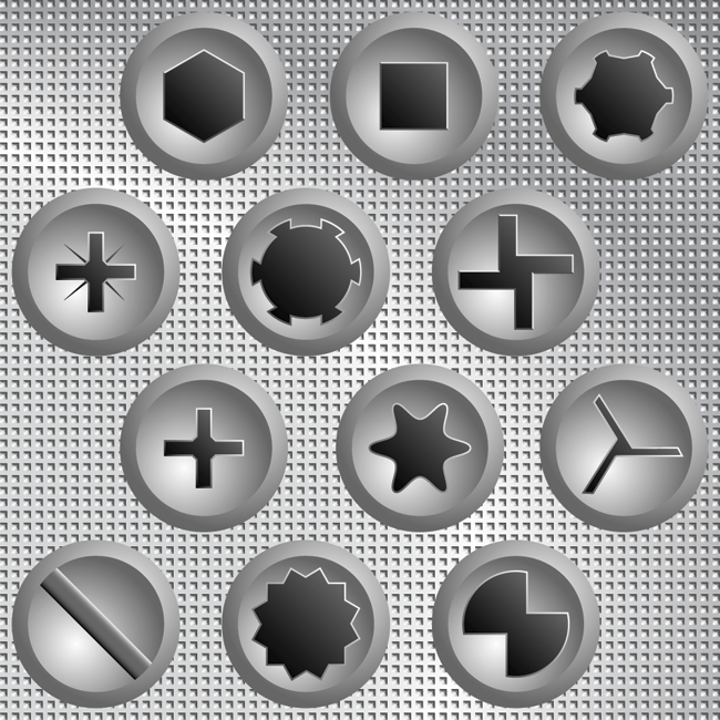 Different types of screw heads