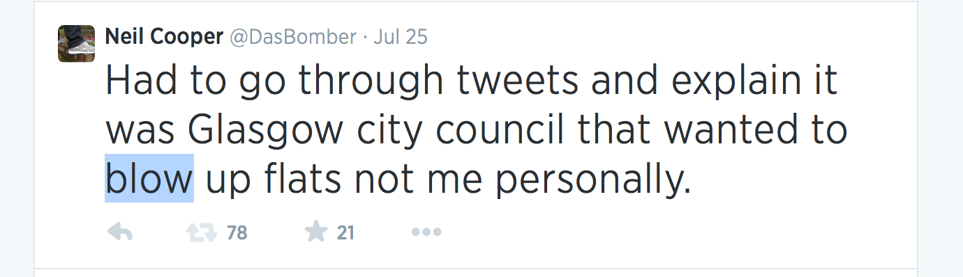 @DasBomber tweets that led to police arriving at 1am