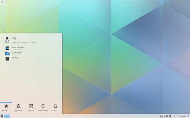 KDE Plasma 5 kickoff menu