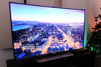 Samsung UHD TV with Christmas tree