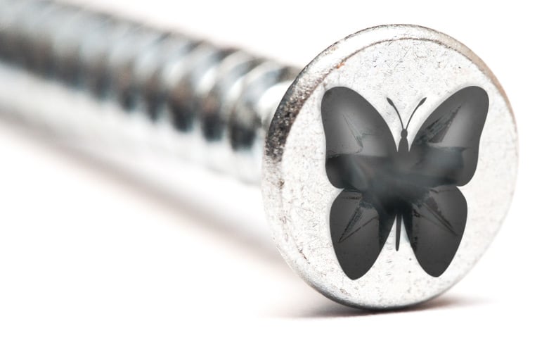 Screw with a butterfly-style head