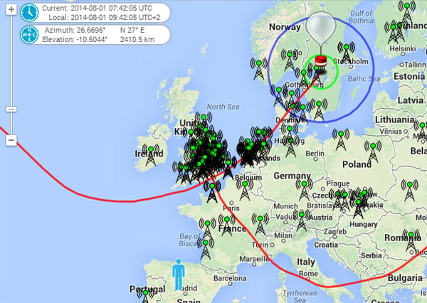 The path of the balloon yesterday as it returned to UK airspace