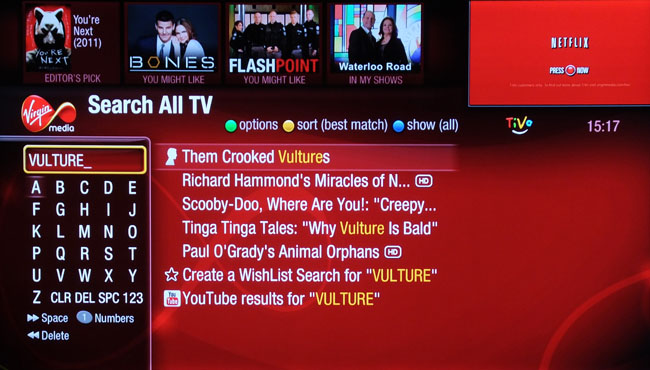 Virgin Media content searching on TiVo