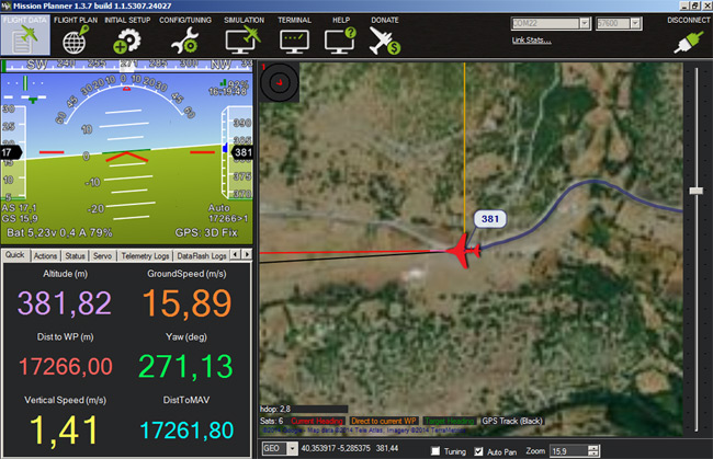 Another APM Mission Planner during the test run