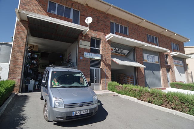 The van parked outside GEBE's warehouse