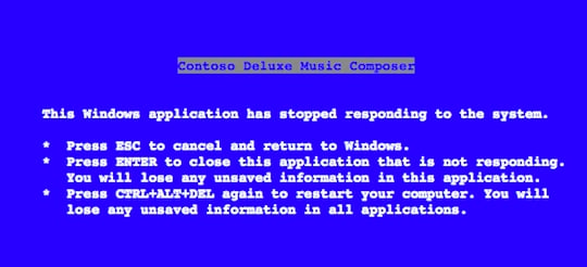 Steve Ballmer's Blue Screen of Death text