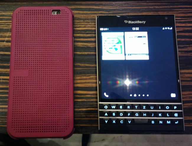 BlackBerry Passportalongside HTC One M8