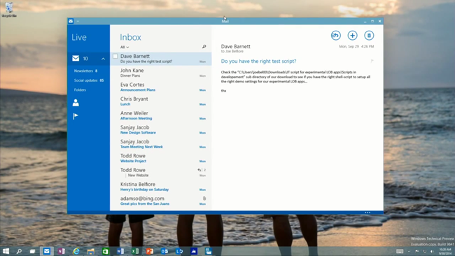 Apps in Windows - Windows 10 preview