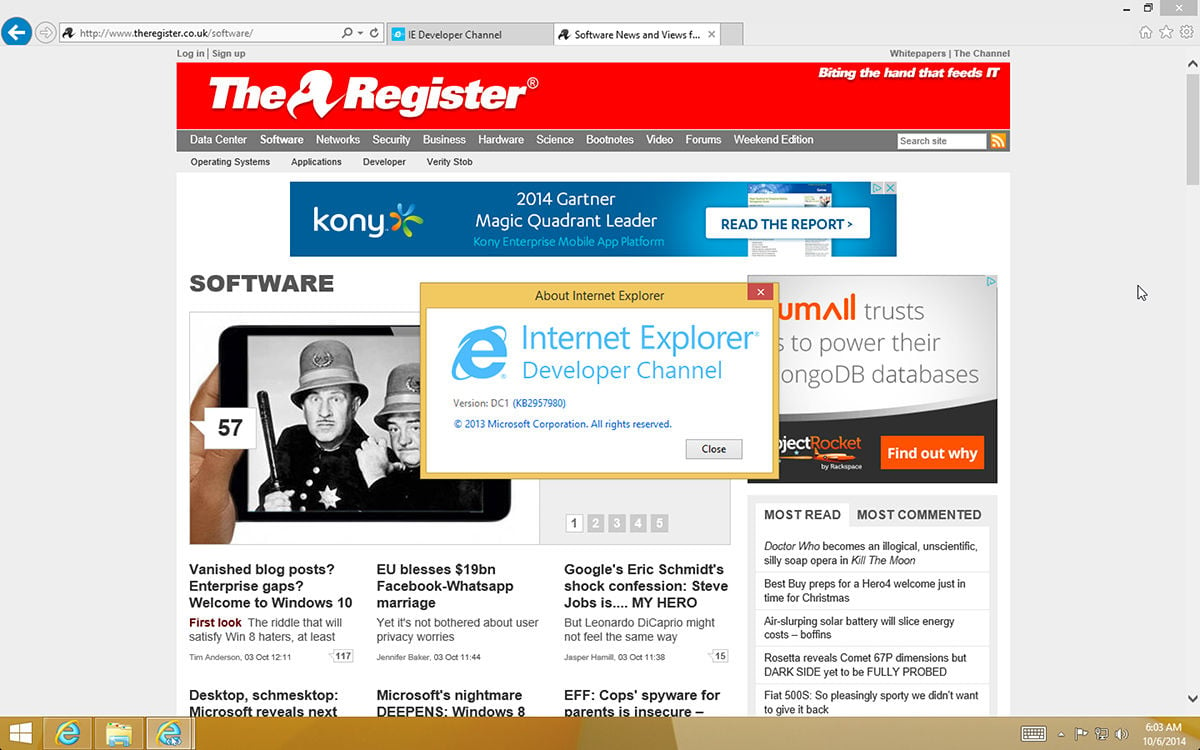 IE for Win 10 preview