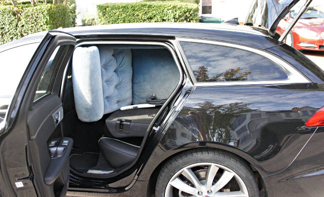 Jaguar Sportbrake with a chaise longue in the boot
