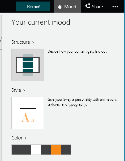 Layout options for a Sway card