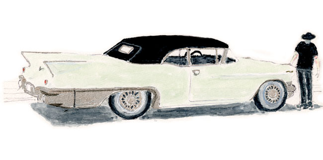 1957 Eldorado Biarritz Convertible 'Aunt Bee' illustration by Neil Young from Special Deluxe