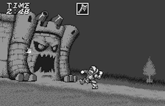 Ghosts 'n Goblins fighting a castle on the Bandai Wonderswan