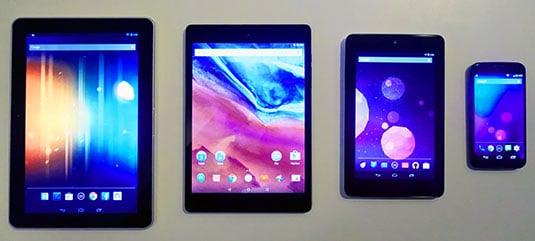 Comparison of the 8.9-inch Nexus 9 to other tablets in different sizes