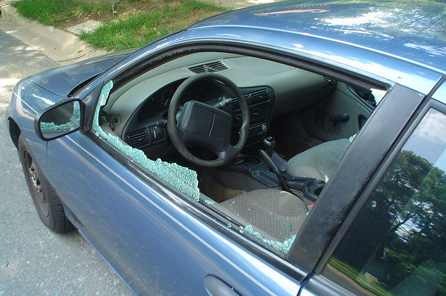 Broken car window: Credit: Brian Drew