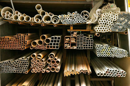 Metal pipes in racks